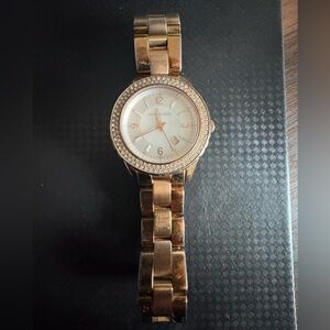 Michael Kors Gold-Tone Watch with Crystal Bezel